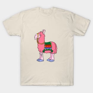 Red llama with an decorative cover on the back T-Shirt
